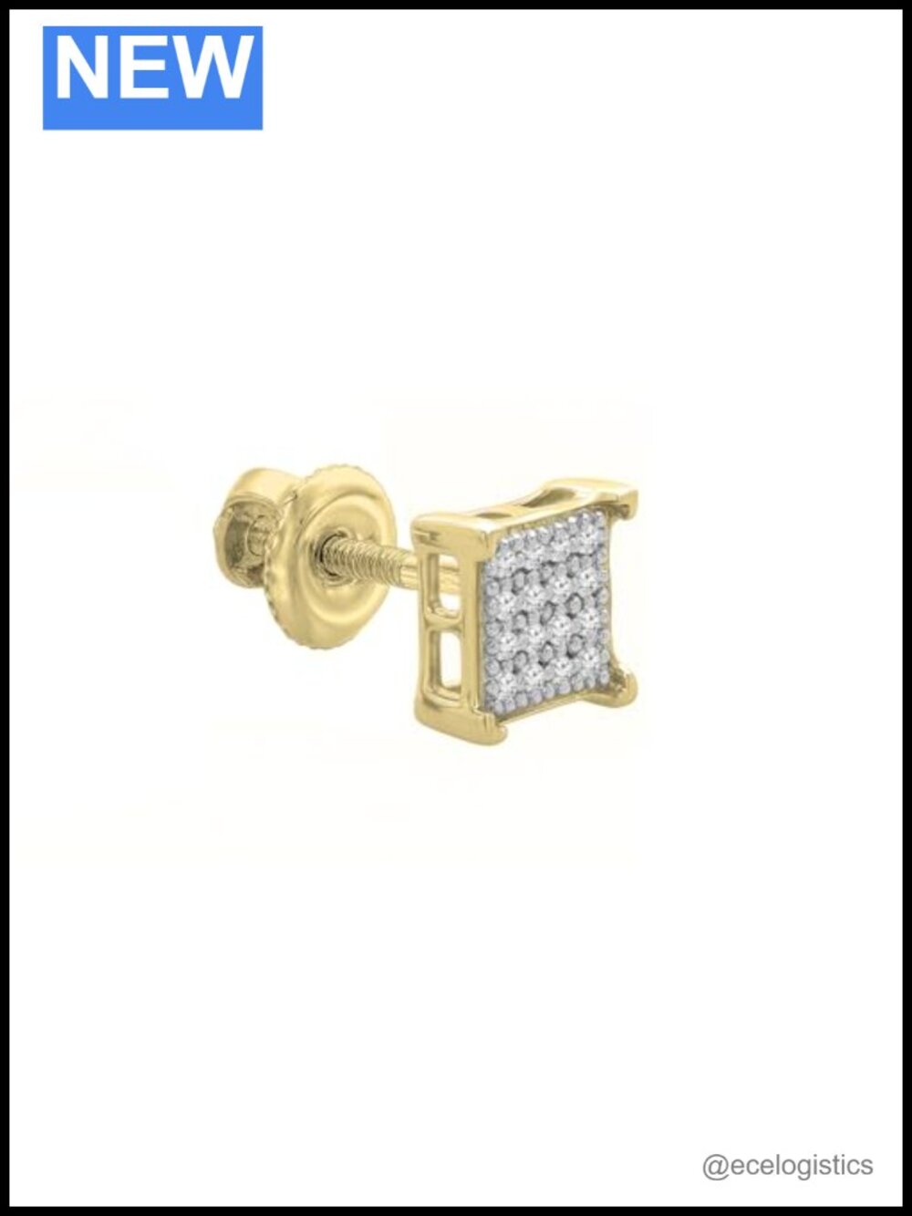 10K Yellow Gold Diamond Stud Earring